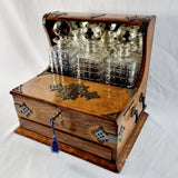 Antique Arts and Crafts Oak Tantalus with Drawer.