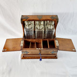 Antique Arts and Crafts Oak Tantalus with Drawer.