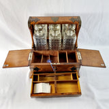 Antique Arts and Crafts Oak Tantalus with Drawer.