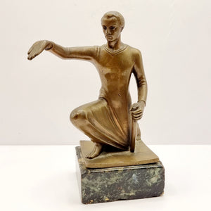 Antique Art Deco Bronze Beggar Sculpture Signed W. Konig