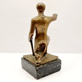 Antique Art Deco Bronze Beggar Sculpture Signed W. Konig