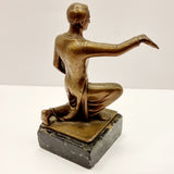 Antique Art Deco Bronze Beggar Sculpture Signed W. Konig