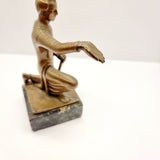 Antique Art Deco Bronze Beggar Sculpture Signed W. Konig