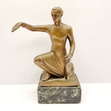Antique Art Deco Bronze Beggar Sculpture Signed W. Konig