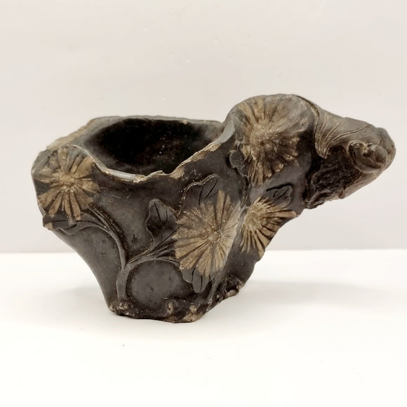 Antique Chinese Chrysanthemum Stone Libation Cup