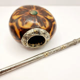 Antique Silver and Gold Yerba Bombilla Mate Straw with Cookie Mate Gourd Cup