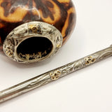 Antique Silver and Gold Yerba Bombilla Mate Straw with Cookie Mate Gourd Cup