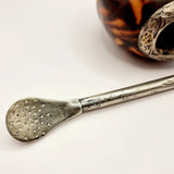 Antique Silver and Gold Yerba Bombilla Mate Straw with Cookie Mate Gourd Cup