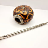 Antique Silver and Gold Yerba Bombilla Mate Straw with Cookie Mate Gourd Cup