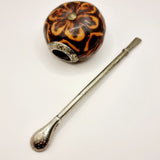 Antique Silver and Gold Yerba Bombilla Mate Straw with Cookie Mate Gourd Cup