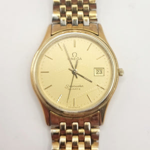 Omega Seamaster Quartz Wristwatch Gold Plated Date 1987