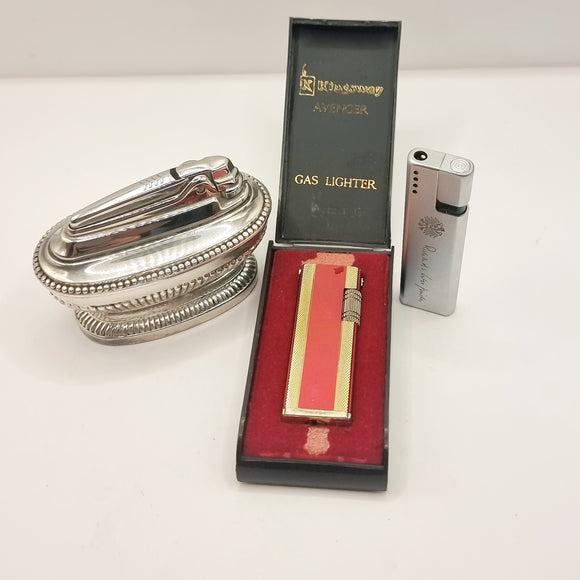 Three Vintage Lighters. Ronson, Rowenia, and Kingsway.