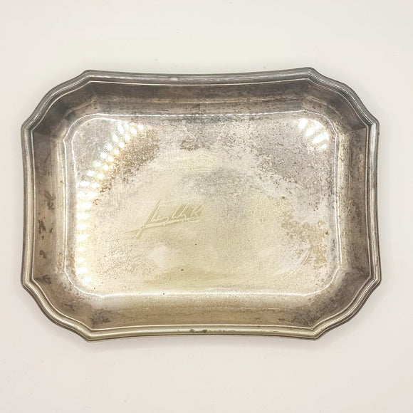 Silver Plated Dish, Signed by King Juan Carlos and Sofia, Spanish Royals. Autograph