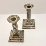 Pair of William Hutton and Sons Corinthian Column Silver Candle Sticks 1900