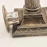 Pair of William Hutton and Sons Corinthian Column Silver Candle Sticks 1900