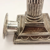 Pair of William Hutton and Sons Corinthian Column Silver Candle Sticks 1900