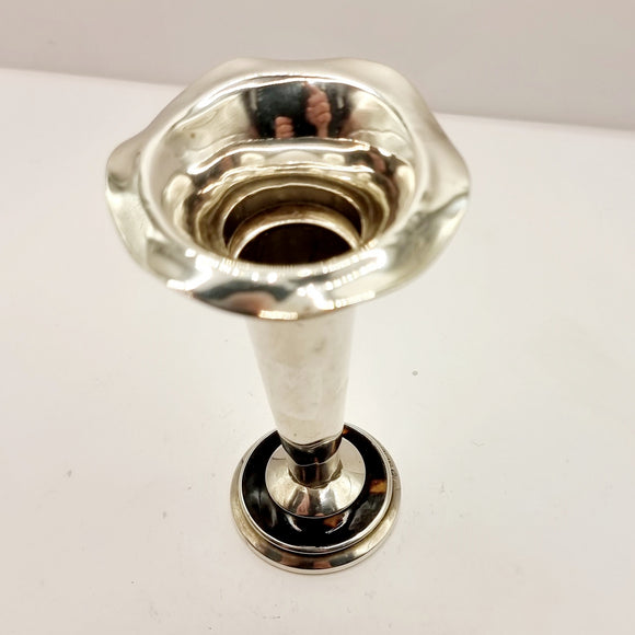 1923 Antique Silver and Tortoise Shell Fluted Posey Vase by Boot Pure Drug Company