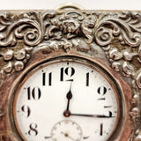 Antique Goliath Pocket Watch, in Silver Mounted Travel case/ Stand.
