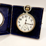 Antique Goliath Pocket Watch, in Silver Mounted Travel case/ Stand.
