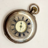 19th Century Swiss Made Half Hunter Enamel and Silver Pocket Watch 0.935 Bear marks