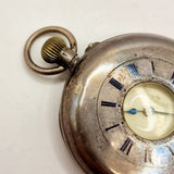 19th Century Swiss Made Half Hunter Enamel and Silver Pocket Watch 0.935 Bear marks
