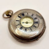 19th Century Swiss Made Half Hunter Enamel and Silver Pocket Watch 0.935 Bear marks