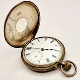19th Century Swiss Made Half Hunter Enamel and Silver Pocket Watch 0.935 Bear marks