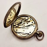 19th Century Swiss Made Half Hunter Enamel and Silver Pocket Watch 0.935 Bear marks