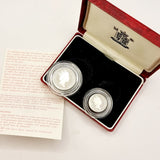1990 Silver Proof Five Pence Two Coin Set by Royal Mint.