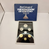 Collection of 8 Pobjot Mint Isle man Crowns along with 1979 Lesotho Coinage Set