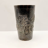 Antique Indian Hindu Silver Beaker Embossed with Dieties and Cows