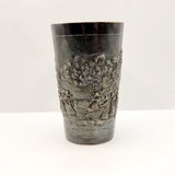 Antique Indian Hindu Silver Beaker Embossed with Dieties and Cows