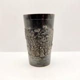Antique Indian Hindu Silver Beaker Embossed with Dieties and Cows
