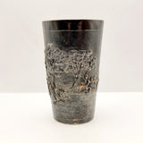 Antique Indian Hindu Silver Beaker Embossed with Dieties and Cows