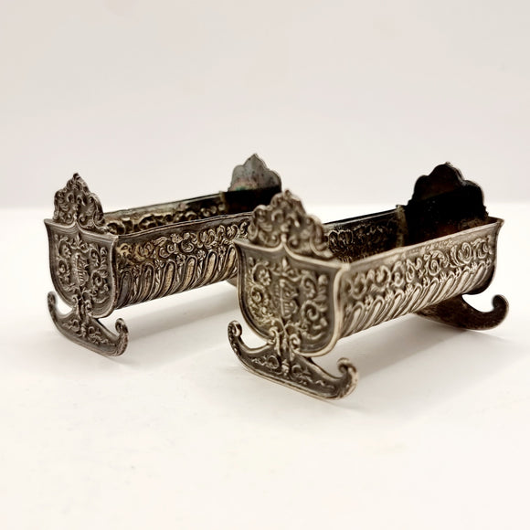Pair of Silver Cornelius Desormeaux Saunders & James Francis Hollings Cradle Salt Cellars