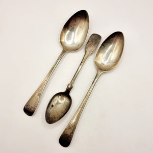 Three Antique Georgian Silver Spoons Exeter 1823, London 1819, 1822.