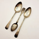 Three Antique Georgian Silver Spoons Exeter 1823, London 1819, 1822.