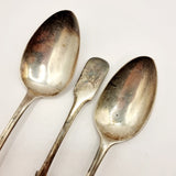 Three Antique Georgian Silver Spoons Exeter 1823, London 1819, 1822.