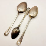 Three Antique Georgian Silver Spoons Exeter 1823, London 1819, 1822.
