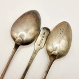 Three Antique Georgian Silver Spoons Exeter 1823, London 1819, 1822.
