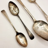 Four Antique Georgian Silver Spoons, Serving Spoon and 3 Tea Spoons.