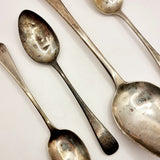 Four Antique Georgian Silver Spoons, Serving Spoon and 3 Tea Spoons.