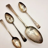 Four Antique Georgian Silver Spoons, Serving Spoon and 3 Tea Spoons.