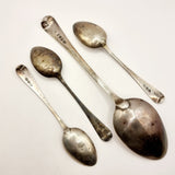 Four Antique Georgian Silver Spoons, Serving Spoon and 3 Tea Spoons.