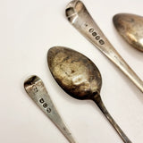 Four Antique Georgian Silver Spoons, Serving Spoon and 3 Tea Spoons.