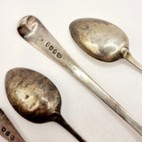 Four Antique Georgian Silver Spoons, Serving Spoon and 3 Tea Spoons.