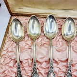 Antique Soviet Russian Silver Desert Spoons Set of Six in Case