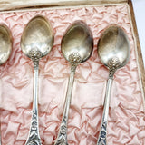 Antique Soviet Russian Silver Desert Spoons Set of Six in Case