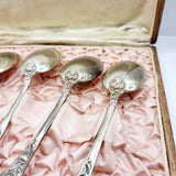 Antique Soviet Russian Silver Desert Spoons Set of Six in Case