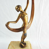 Antique Art Deco Spelter Dancer Figurine on Marble Base.